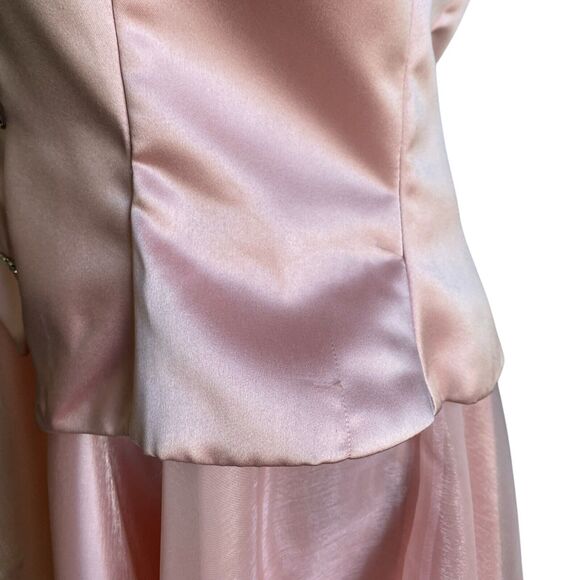 Dave and Johnny Cocktail Mini Dress L Tuxedo Pink Satin Rhinestones Burlesque - Picture 6 of 15